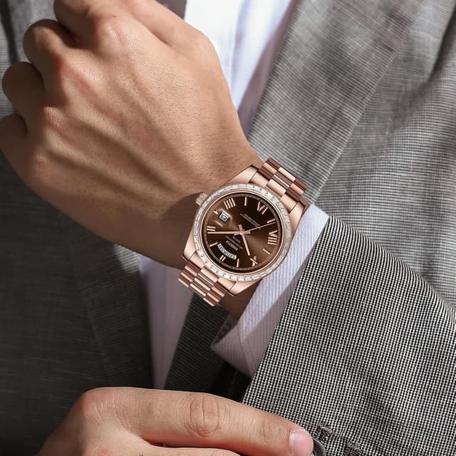 Detalle de NIBOSI Orologio da uomo analogico al quarzo con lunetta “diamanti”, impermeabile 3 ATM e calendario giorno/data