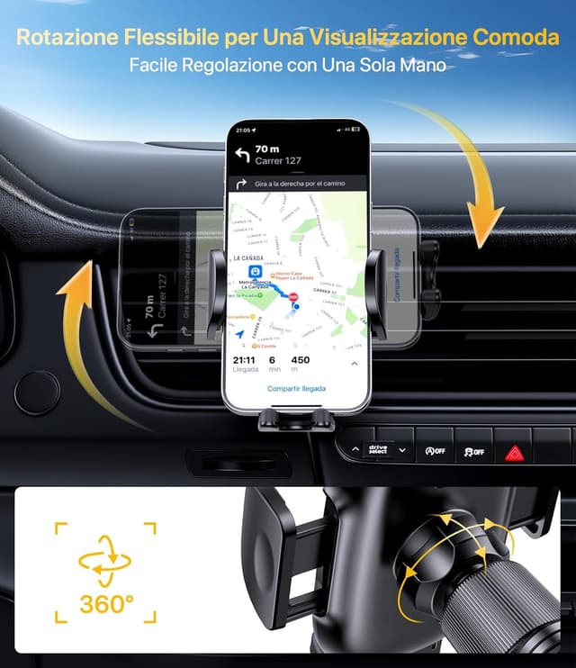 Thumbnail 6 de Miracase Porta cellulare auto 360° gancio doppio per smartphone