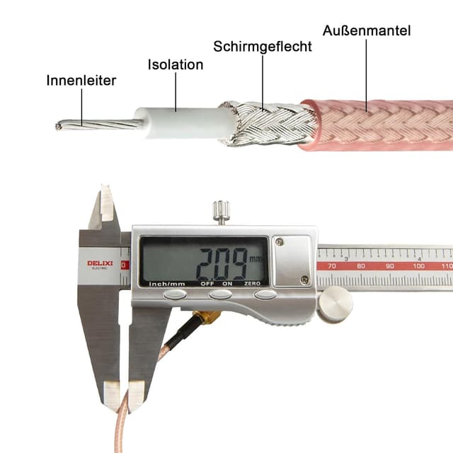 Detalle 2 de urcianow 2er-Pack SMA-Male auf UHF-Female SO239 (4-Loch Panel) mit 20 cm RG316, 50-Ohm Koaxialkabel