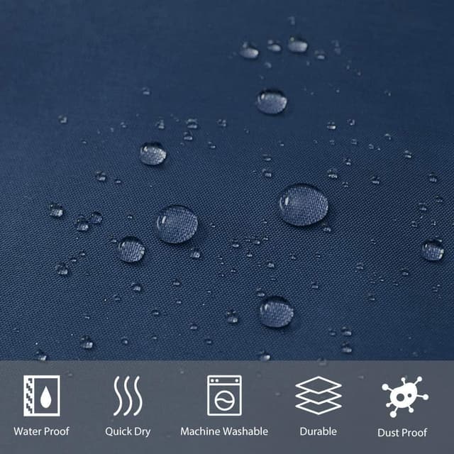 Detalle de Furlinic Petit Rideau de Douche bleu marine 90 x 180 cm avec 6 crochets anti-moisissure