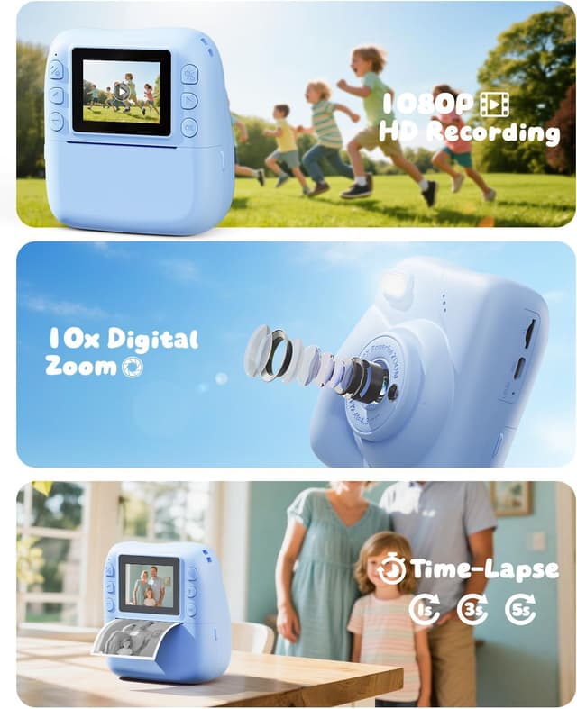 Detalle de CAMCLID Kids Camera Instant Print 1080P
