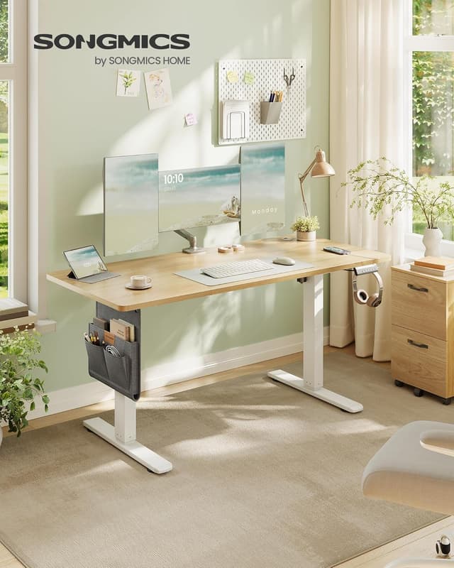 Detalle de SONGMICS scrivania regolabile in altezza elettrica 140×60 cm con memoria 4 posizioni LSD134YA01