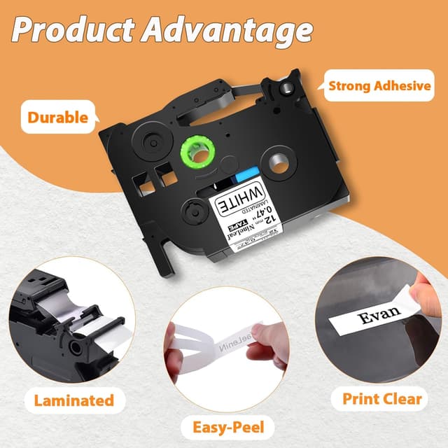 Detalle de NineLeaf 3 X Laminated Label Tape 12mm