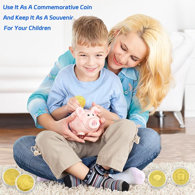 Thumbnail 6 de VEEKAY Zahnfee Münzen (20 Stück) – Goldtaler mit verschiedenen Motiven als Geschenk für Kinder