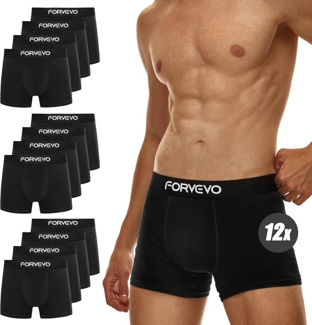 Thumbnail 6 de FORVEVO 12er Pack Herren-Boxershorts aus Baumwolle (S–4XL) – atmungsaktiv, ohne juckende Etiketten