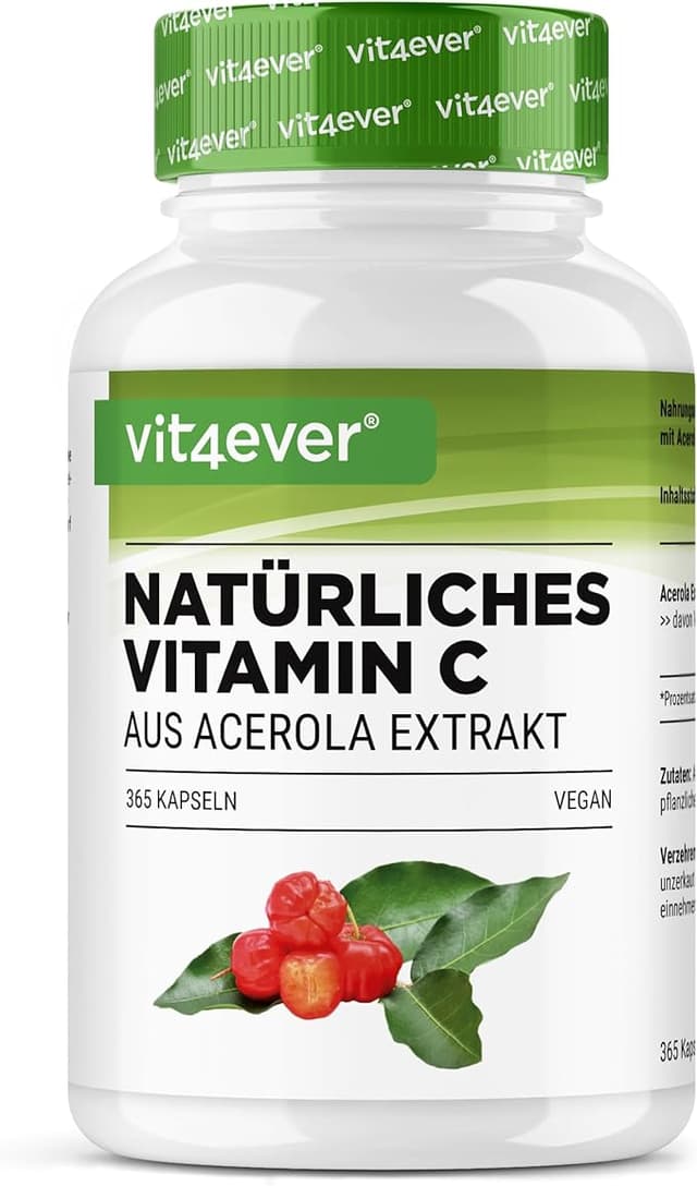 Detalle de Vitamina C Acerola Natural Vegana de Alta Dosificación 🍒