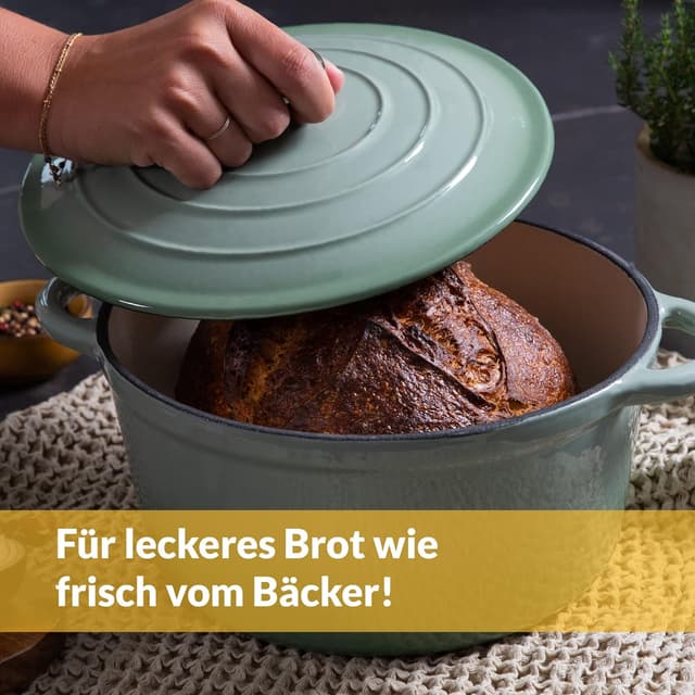 Detalle de Chefarone Gusseisen Topf 24 cm, 3,5 L – emaillierter Schmortopf mit Deckel (Induktion)