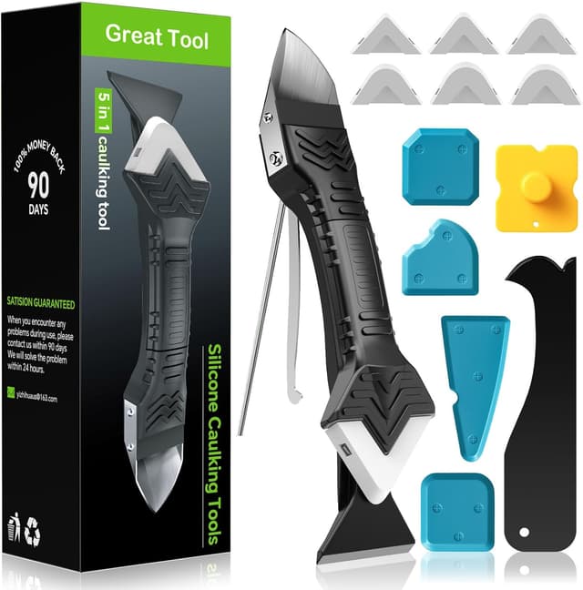 Detalle de Caulking Tool 5 in 1 silicone caulking kit with 6 pads 🛠