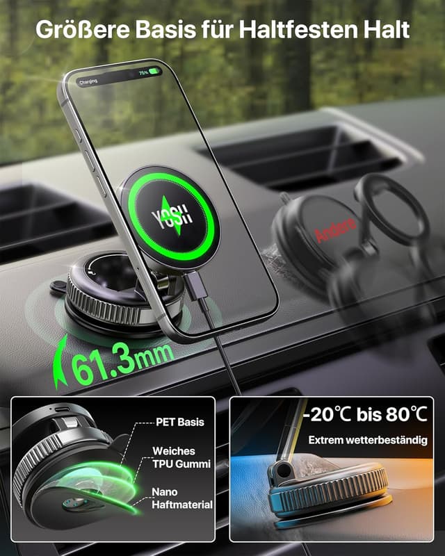 Thumbnail 3 de YOSH Magsafe Autohalterung 15W mit N55 Magneten