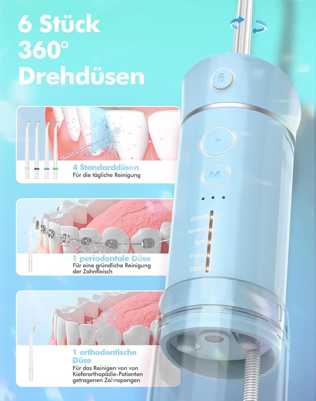 Detalle de Bezvoi Idropulsore Dentale Portatile Senza Fili 180 ml con 5 modalità e IPX7