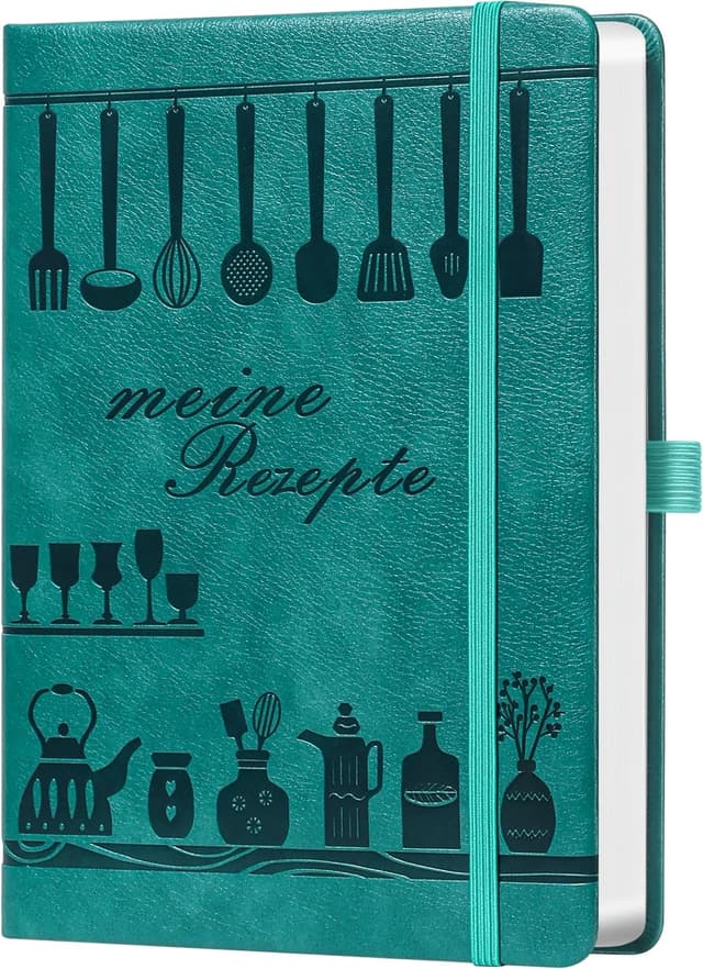 Thumbnail 6 de Rezeptbuch A5 zum Selberschreiben – Notizbuch für Lieblingsrezepte mit Inhaltsverzeichnis & Register, Grün