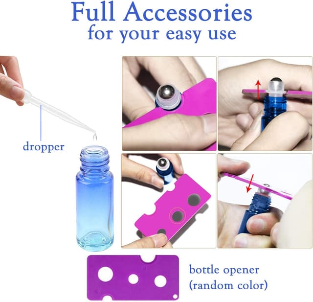 Detalle de JamHooDirect 10Pcs 5ml Essential Oil Roll On Bottles