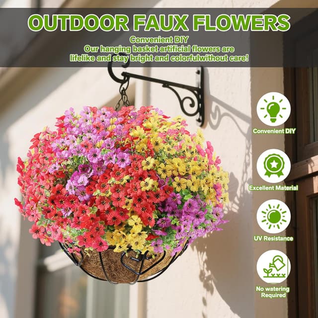 Detalle 2 de LetuoClips 13 Bundles of UV-Resistant Artificial Flowers for Outdoor Spring Porch & Planters