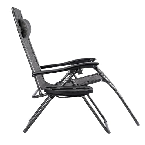 Detalle de T-LOVENDO Pack de 2 tumbonas o sillas de exterior plegables Gravedad Zero (2 unidades) Gris