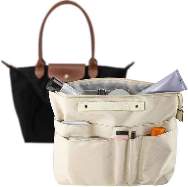 Detalle de HYEPNED Bag Organiser Insert for Longchamp Le Pliage Large tote with zipper and 15 pockets