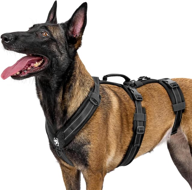 Detalle de Escape-Proof Dog Harness Medium with Large Handle (Black, XL) – Anti-Pull Reflective Working Vest