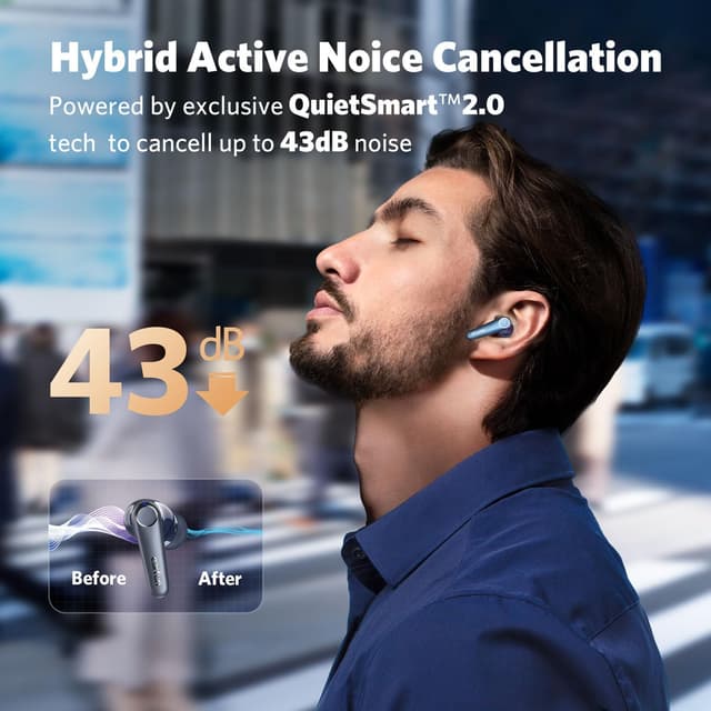 Detalle de EarFun Air Pro 3 Wireless Earbuds with Noise Cancelling, aptX Adaptive Sound & Bluetooth 5.3 (Blue)