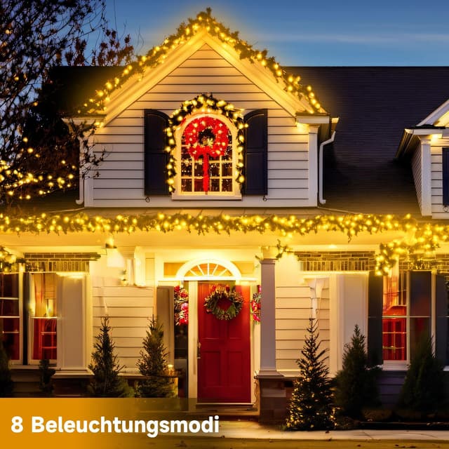 Detalle 2 de Electight Solar Lichterkette Außen (IP65) mit 8 Modi, 10 m, 100 LEDs – warmes gelbes Licht
