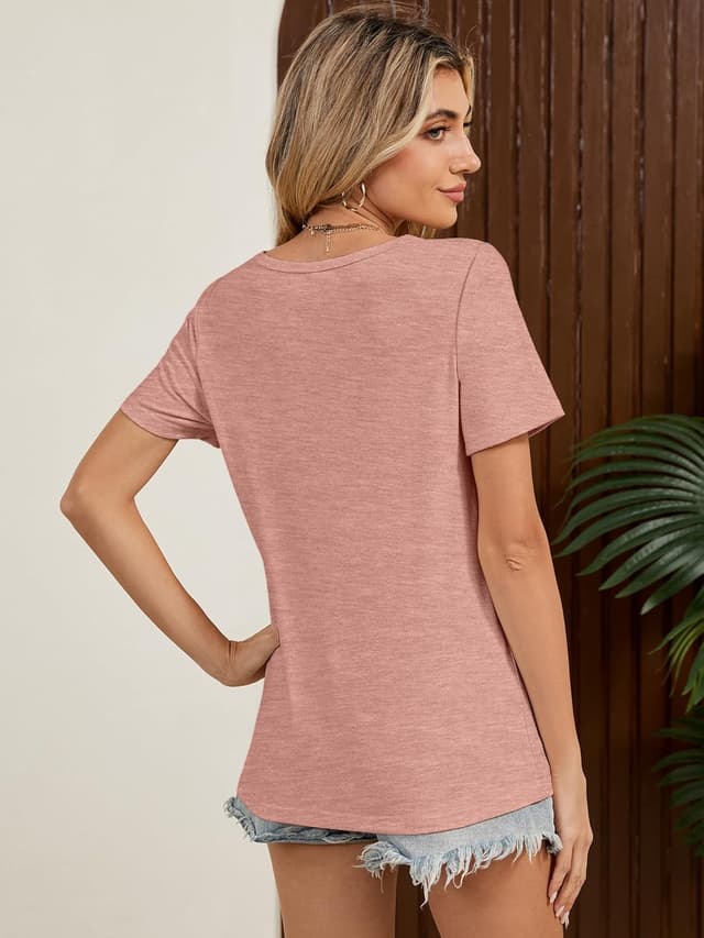 Detalle de YGOODM Damen T-Shirt 3er-Set Kurzarm mit Rundhalsausschnitt – Basic für den Sommer