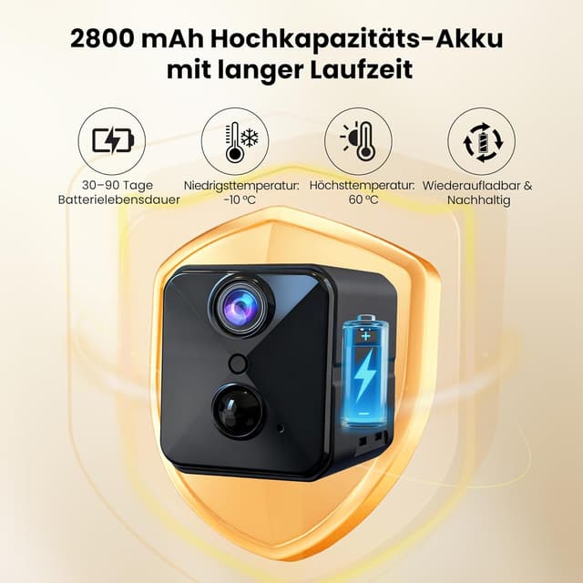 Detalle 2 de 4K Mini Kamera für Innen, 2800 mAh Akku