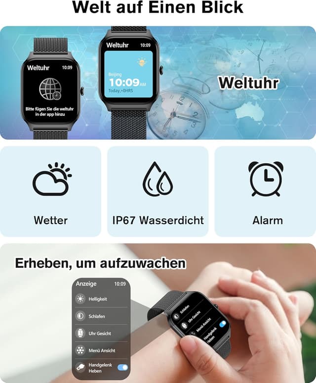 Thumbnail 6 de KALINCO Smartwatch für Herren & Damen mit Blutdruckmessung, Bluetooth-Telefonie und 100+ Sportmodi