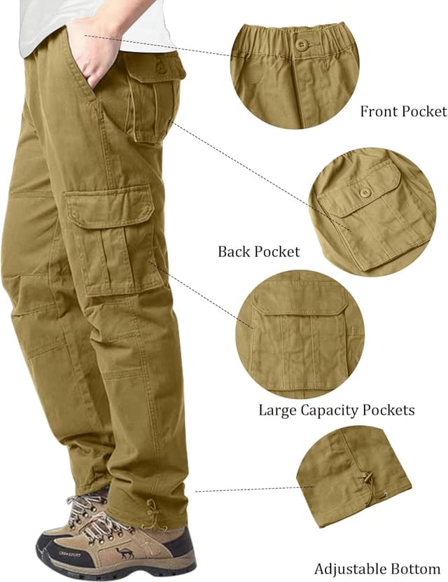 Detalle de YAOHUOLE men’s military-style cargo trousers with 6 pockets