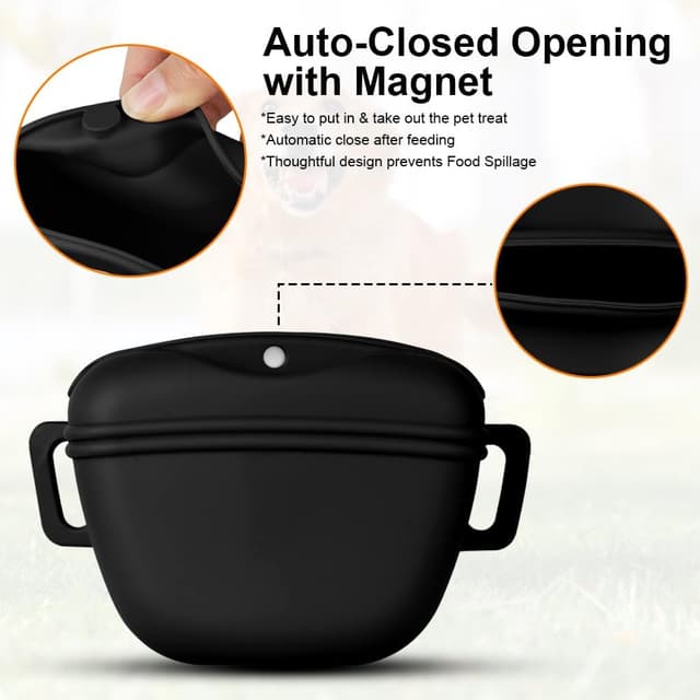Thumbnail 3 de Aomig Silicone Premium Dog Treat Pouch with Magnetic Closure (Black) – portable walking & training dog food bag