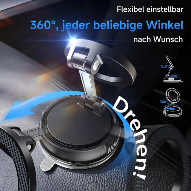 Detalle 2 de Moeila Vakuum Handyhalterung Auto für MagSafe – magnetische 360° Halterung mit Doppelgelenk, mattschwarz