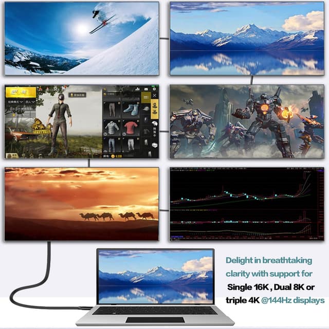 Detalle de Angusplay Thunderbolt 5 USB-C Cable (80Gbps, 0.5m) with up to 240W Fast Charging