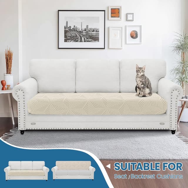 Detalle 2 de Ystyle Copricuscini Divano Elasticizzato beige (copridivano seduta 3 posto)