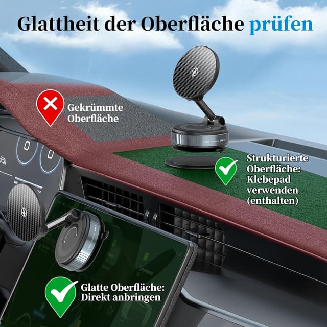 Detalle 2 de PlusAcc Vakuum Handyhalterung Auto mit Ladefunktion