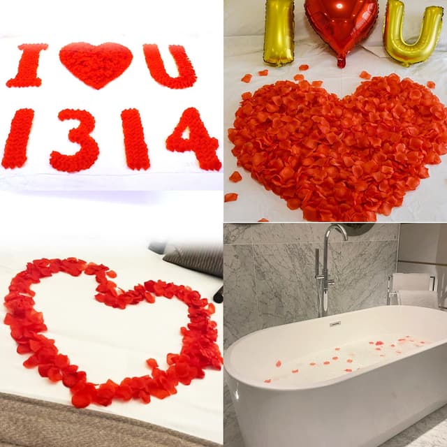 Detalle de ANMOYIXIA Artificial Rose Petals (1000) – Red silk-style rose petals for bedroom, weddings and proposals