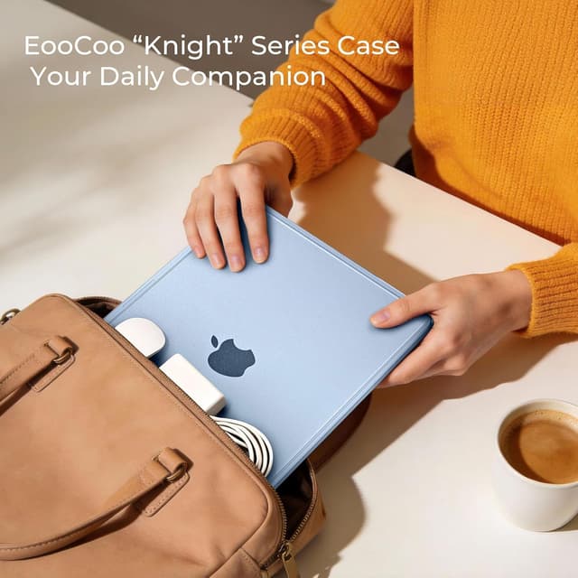 Detalle 2 de EooCoo Hartschalen-Hülle für MacBook Air 13 Zoll (2022–2026) – Snap Cover mit bruchfesten Ecken, mattes Himmelblau