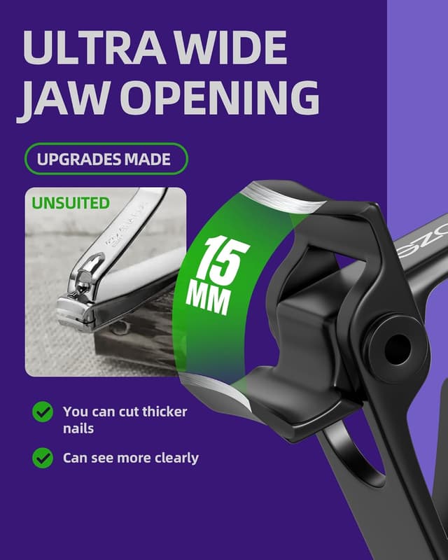 Detalle 2 de SZQHT Ultra Wide Jaw Nail Clippers for Thick Nails ✂