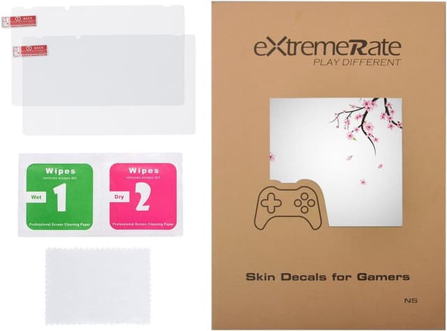 Detalle 2 de eXtremeRate Full Set Faceplate Skin Decals Stickers & Screen Protector Kit – Falling Cherry Blossom for Nintendo Switch