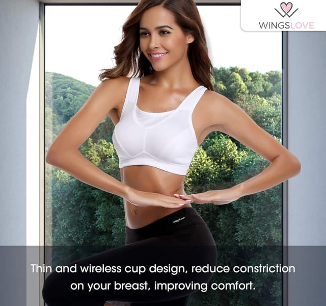 Thumbnail 6 de Wingslove Damen Sport-BH „Vollständige Abdeckung“ mit mittlerer bis hoher Unterstützung