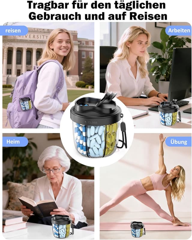 Detalle 1 de NAVIKIA Tablettenbox 7 Tage mit 20 Etiketten