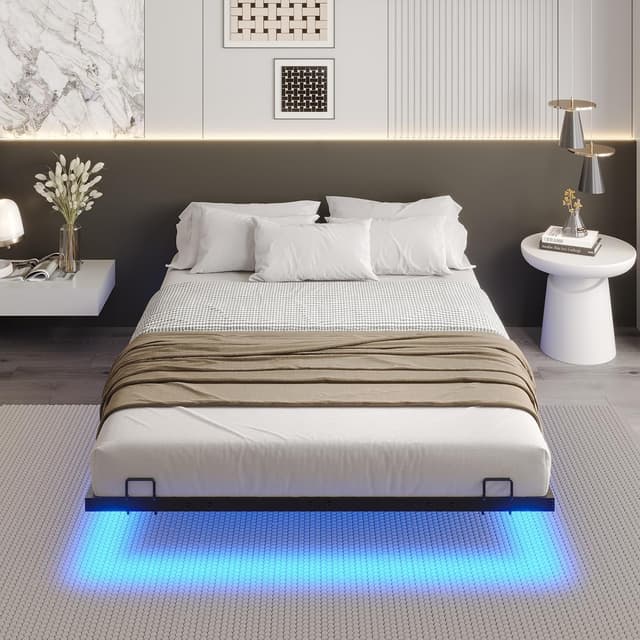 Detalle de DICTAC Lit 140 x 190 avec sommier métal et éclairage LED RVB (sans matelas)