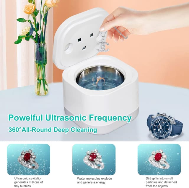 Detalle de ANIREPUR Pulitori a ultrasuoni con luce UV per dentiere, bite e piccoli oggetti