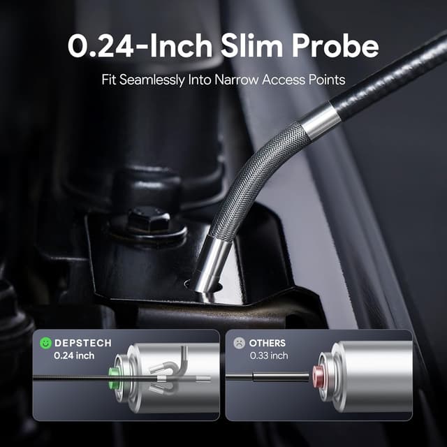 Detalle de DEPSTECH 210° drehbare Endoskopkamera mit Licht, 5-Zoll-IPS und 1080P – 6,2-mm-Rohrkamera