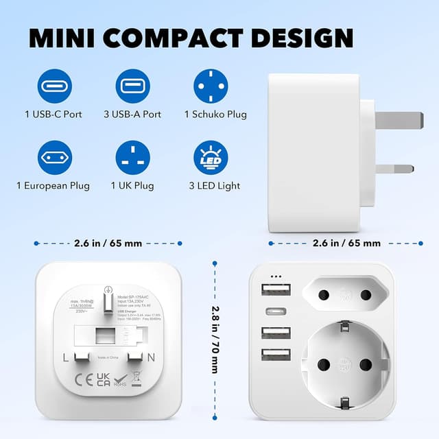 Thumbnail 4 de Adapter England Deutschland Stecker Reiseadapter 3,4 A 🔌