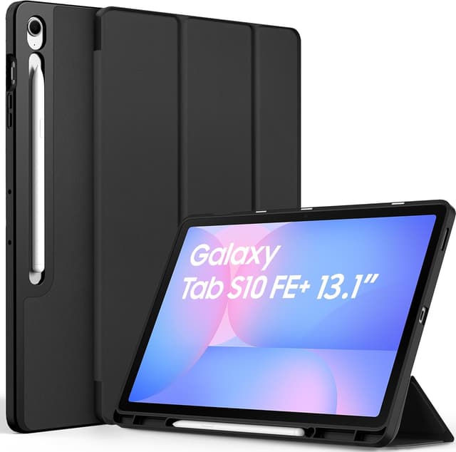 Detalle de EasyAcc Schutzhülle für Samsung Galaxy Tab S10 FE+ 13,1 Zoll (SM-X620/SM-X626) mit S-Pen-Halter und Standfunktion – ultra-dünn, Schwarz