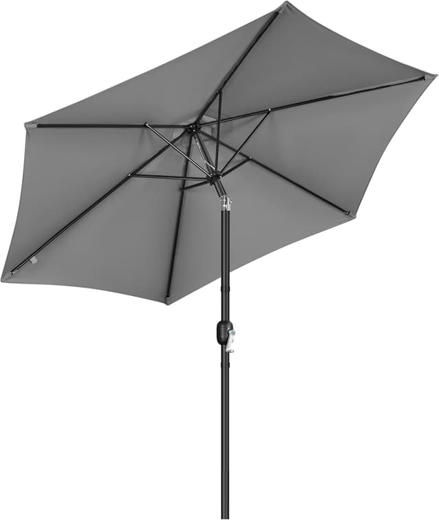 Detalle de Yaheetech ombrellone da giardino 269 cm con 6 stecche, inclinabile e protezione UV (grigio)