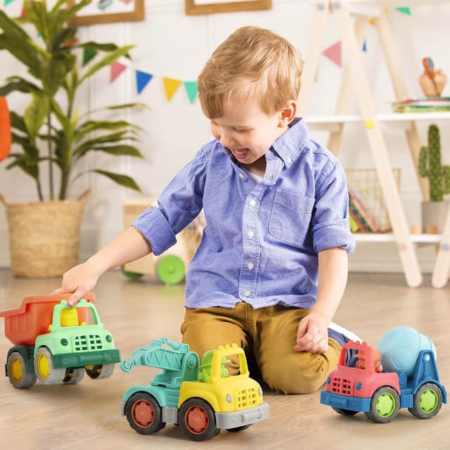 Detalle de Battat Véhicules de Construction – Lot de 3 mini camions pour enfants dès 1 an