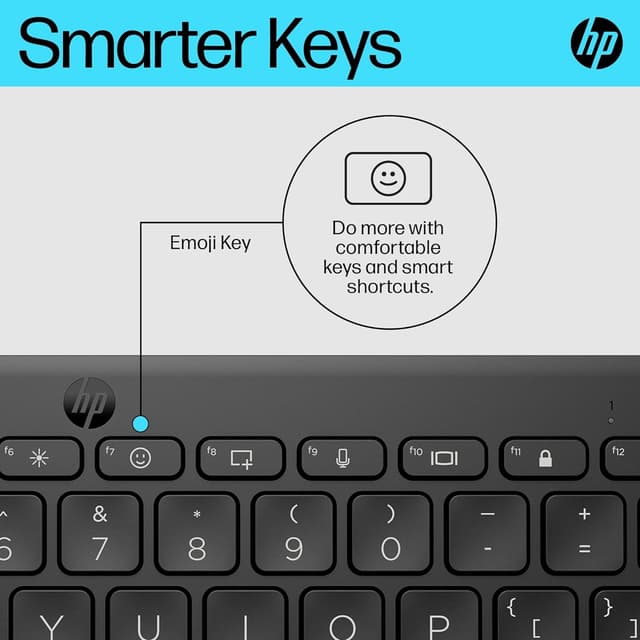 Detalle de HP 350 Compact Bluetooth Keyboard (Black) — connect up to 3 devices with Bluetooth 5.2