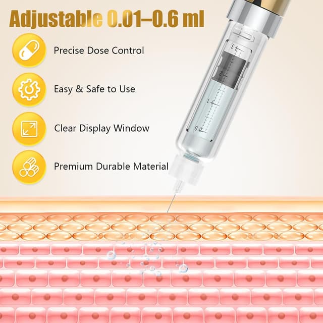 Detalle 2 de Rouclo wiederverwendbarer Insulinpen – präziser Dosierpen für 3-ml-Patronen (1–60 Einheiten) in Gold