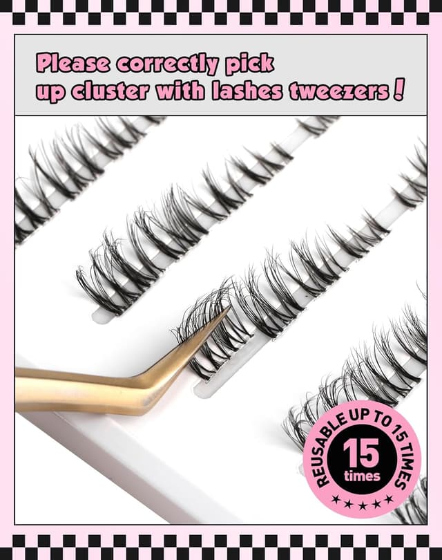 Detalle 2 de Cluster Lashes Wispy Cat Eye Half Lashes – 3D C Curl Volumen, natürlich aussehende 3/4 Wimpern (7 Paare)
