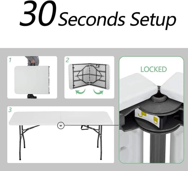 Thumbnail 5 de FDW Folding Half Portable Table 6 ft White