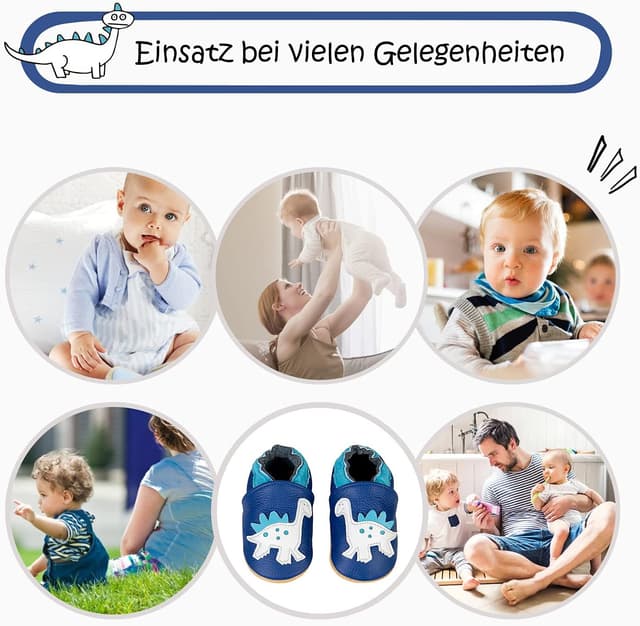 Detalle de IceUnicorn Scarpine neonato in morbida pelle con suola scamosciata (0 a 24 mesi)