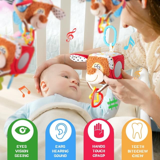 Detalle de Aolso Giocattoli Sonaglio da appendere in peluche ad alto contrasto, forma animale (0+ mesi)